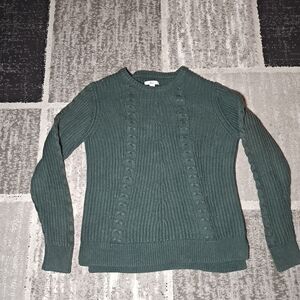 Bass Women's Sweater Hunter GREEN Large Knit Long Sleeve Pullover